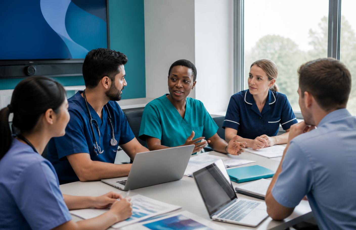 Clinical team reviewing a women's health pathway together